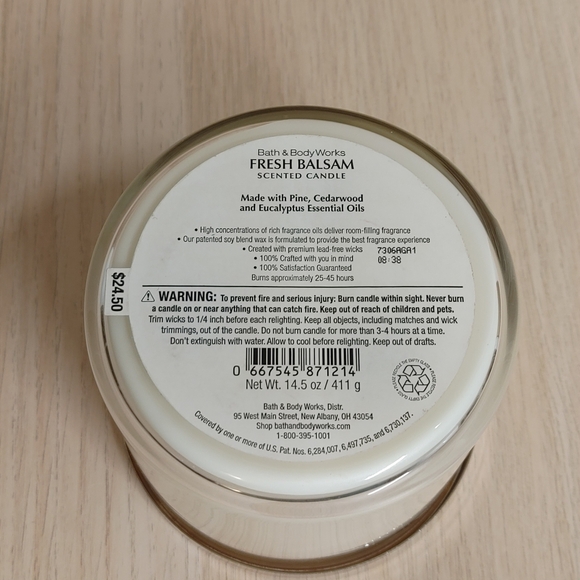 Bath & Body Works FRESH BALSAM Candle 3-Wick 14.5 oz Jar - Picture 9 of 11